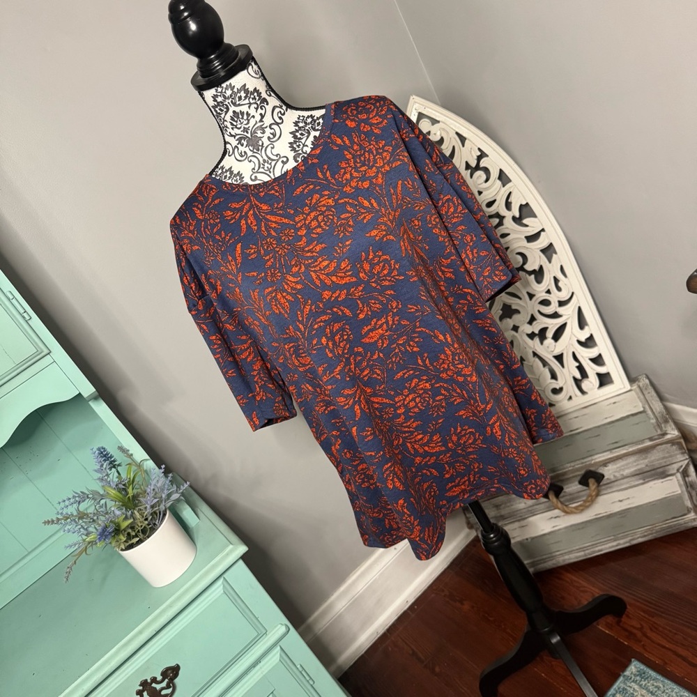 Pretty Garden Boho Tropical Floral Short Sleeve Top Size XXL Beach Vacation